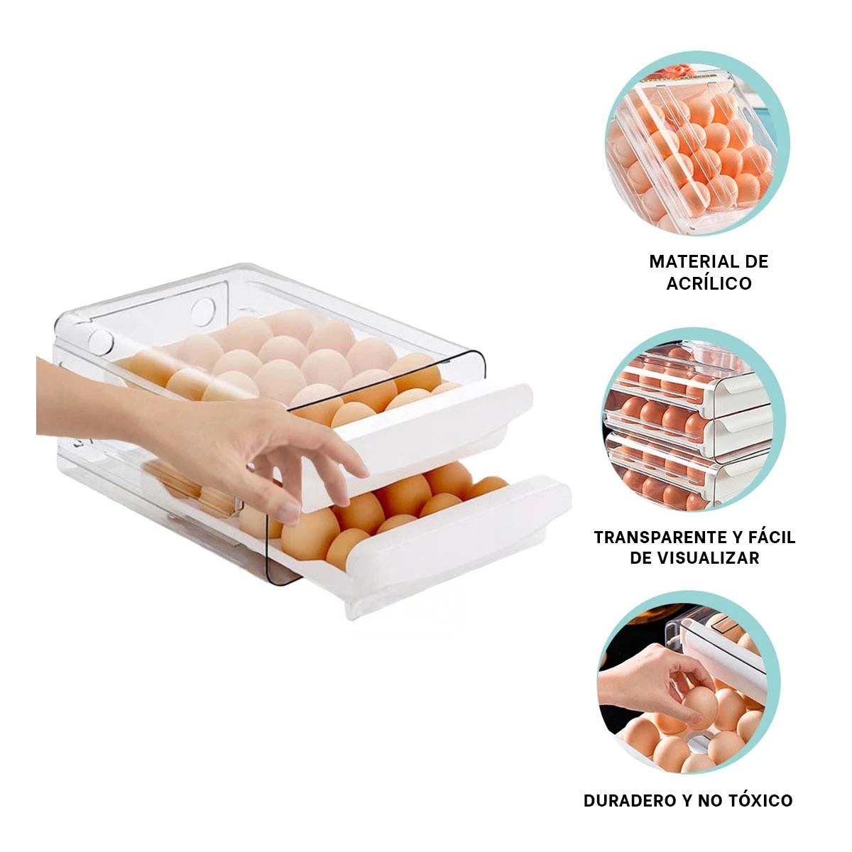 ORGANIZADOR RYBIU CO30437 BLANCO DOBLE HUEVOS - 3