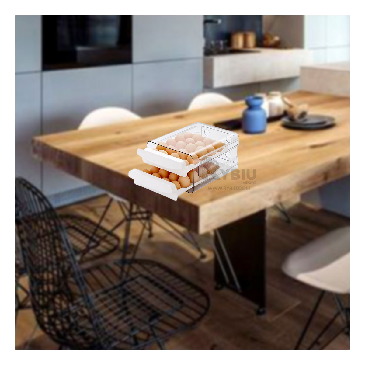 ORGANIZADOR RYBIU CO30437 BLANCO DOBLE HUEVOS - 6