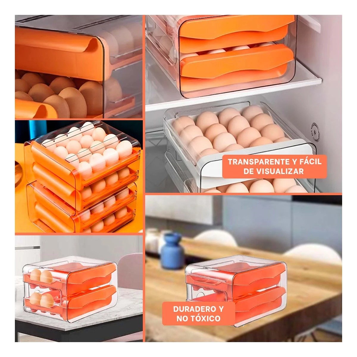 ORGANIZADOR RYBIU CO30438 NARANJA DOBLE HUEVOS - 5