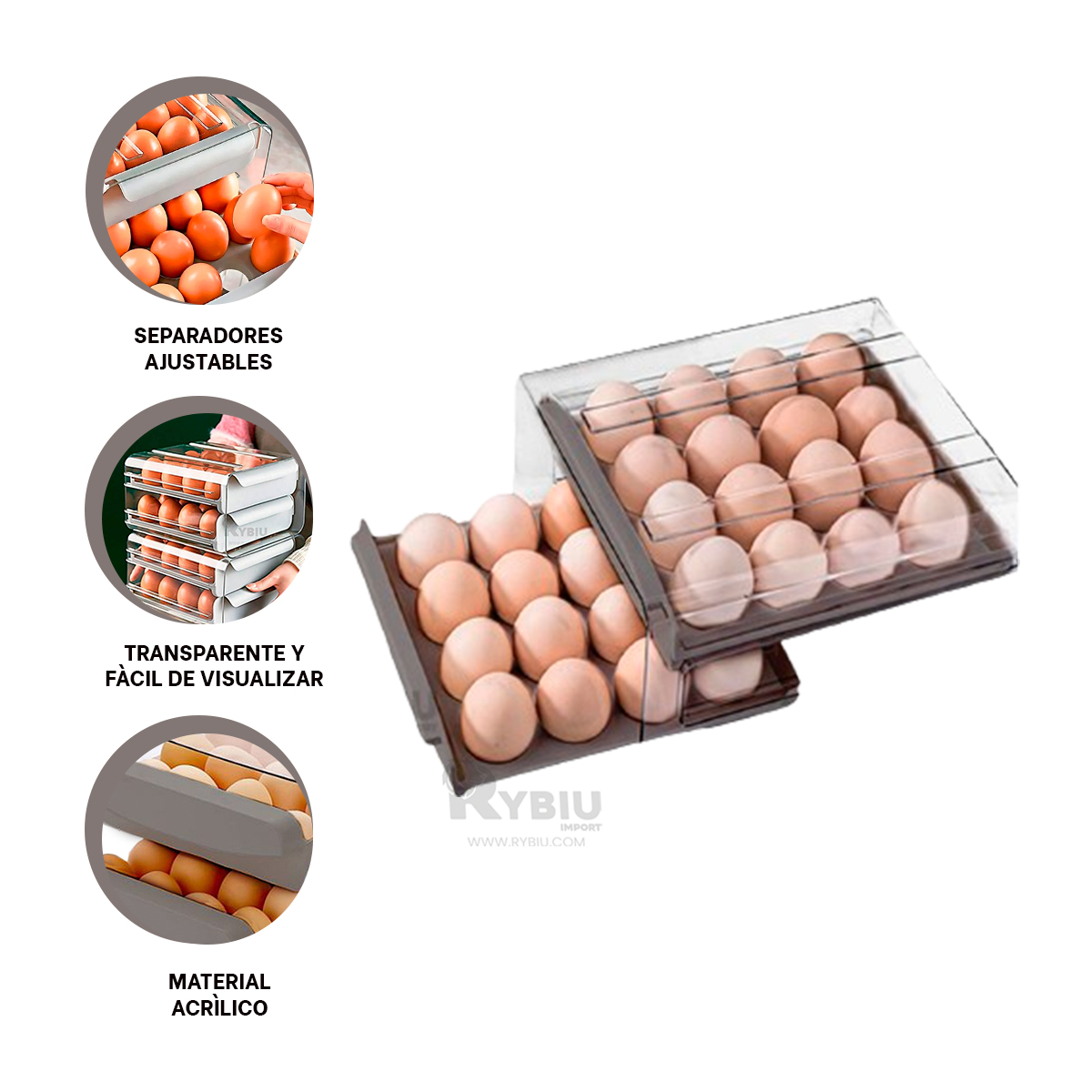 ORGANIZADOR RYBIU CO30437 PLOMO DOBLE HUEVOS - 6
