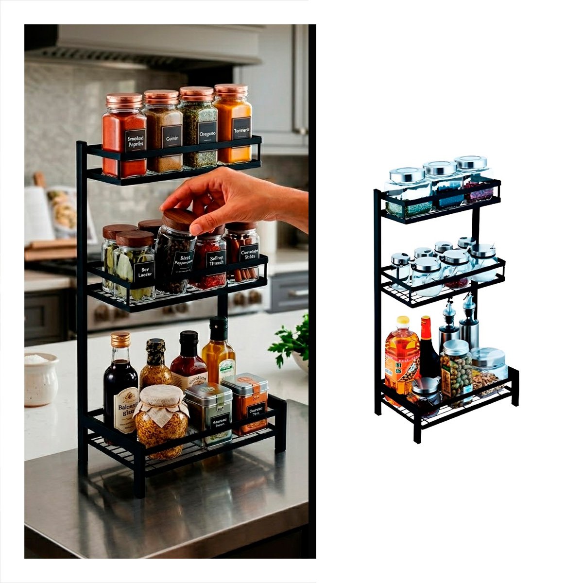 ORGANIZADOR RYBIU CO30449 ACERO INOXIDABLE NEGRO ESPECIES EFICAZ - 3