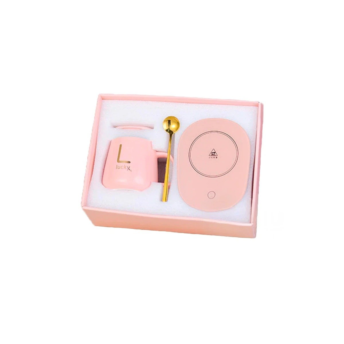 CALENTADOR CON POCILLO RYBIU CO30461 EN COLOR ROSADO+ PAPEL DE REGALO - 1