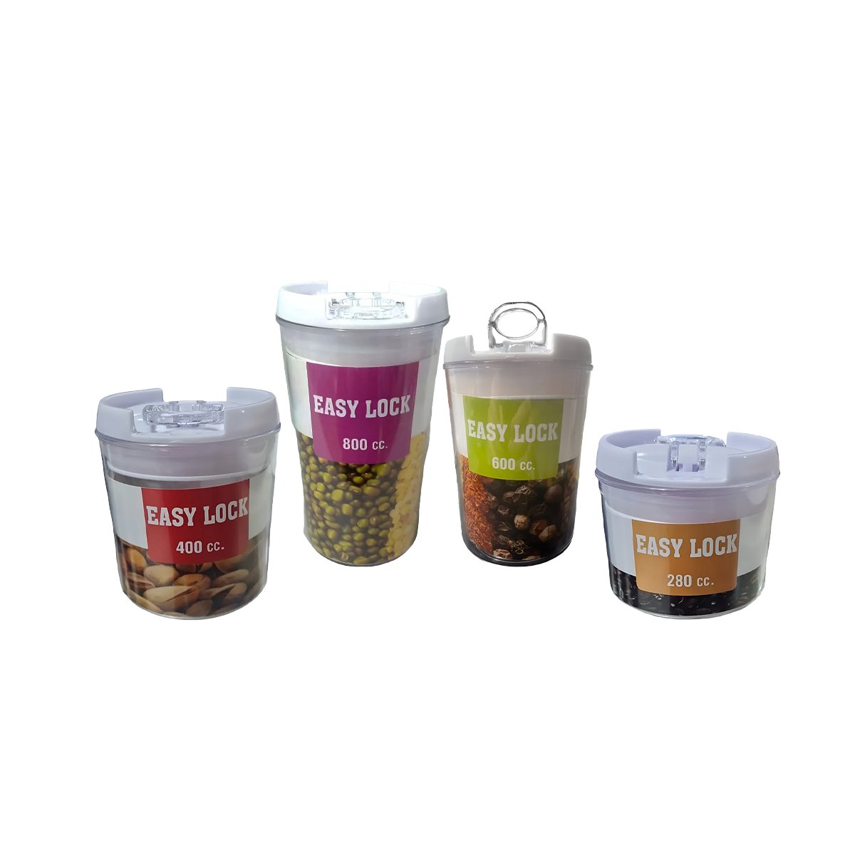SET 4 RECIPIENTE RYBIU CO30460 BLANCO ACRILICO TAPA BLANCA + PAPEL REGALO - 1