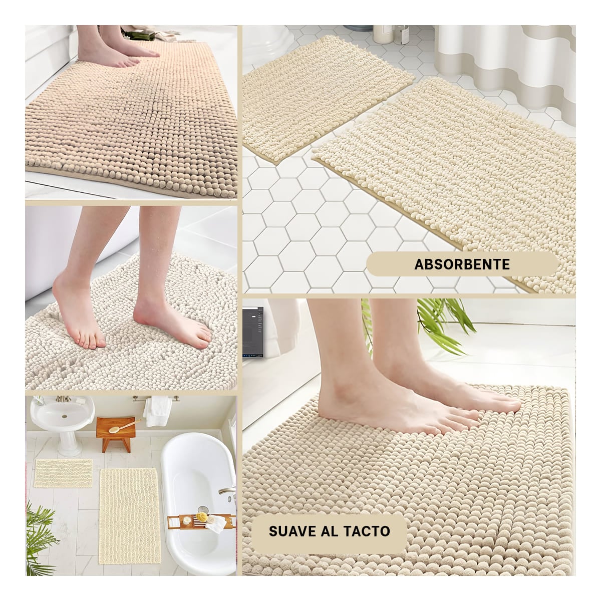 TAPETE RYBIU HO29301 60 X 40 CM MODERNA MODERNO MICROFIBRA EN CREMA + REGALO AGENDITA - 3