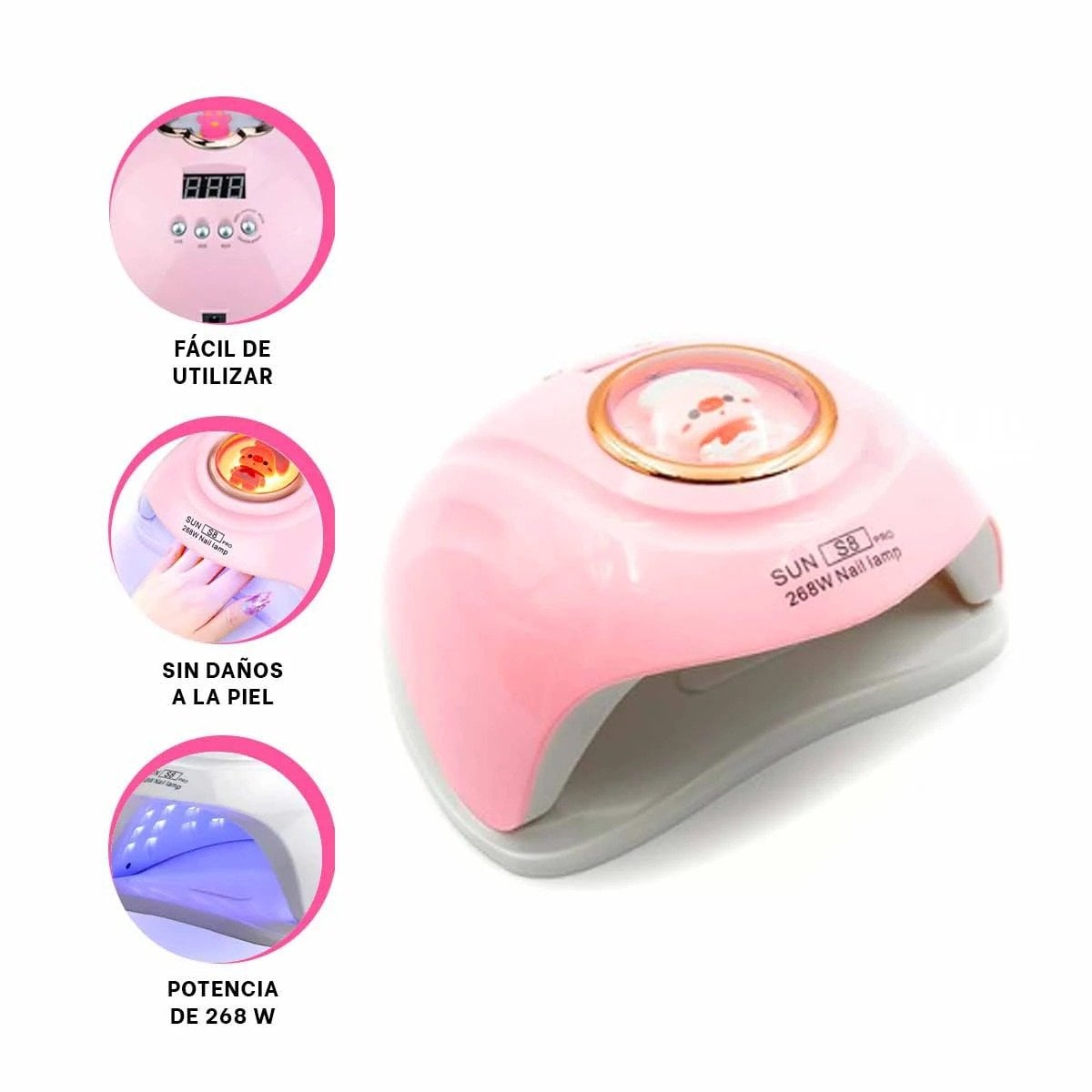 LAMPARA RYBIU BE30157 DE SECADO DE UÑAS DE CHANCHO EN ROSADO - 3