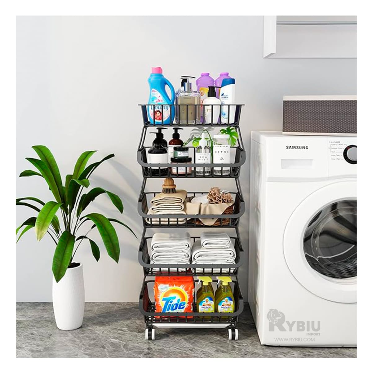 CESTA RYBIU HO29689 NEGRO DURADERO 5 NIVELES + REGALO AGENDITA - 3