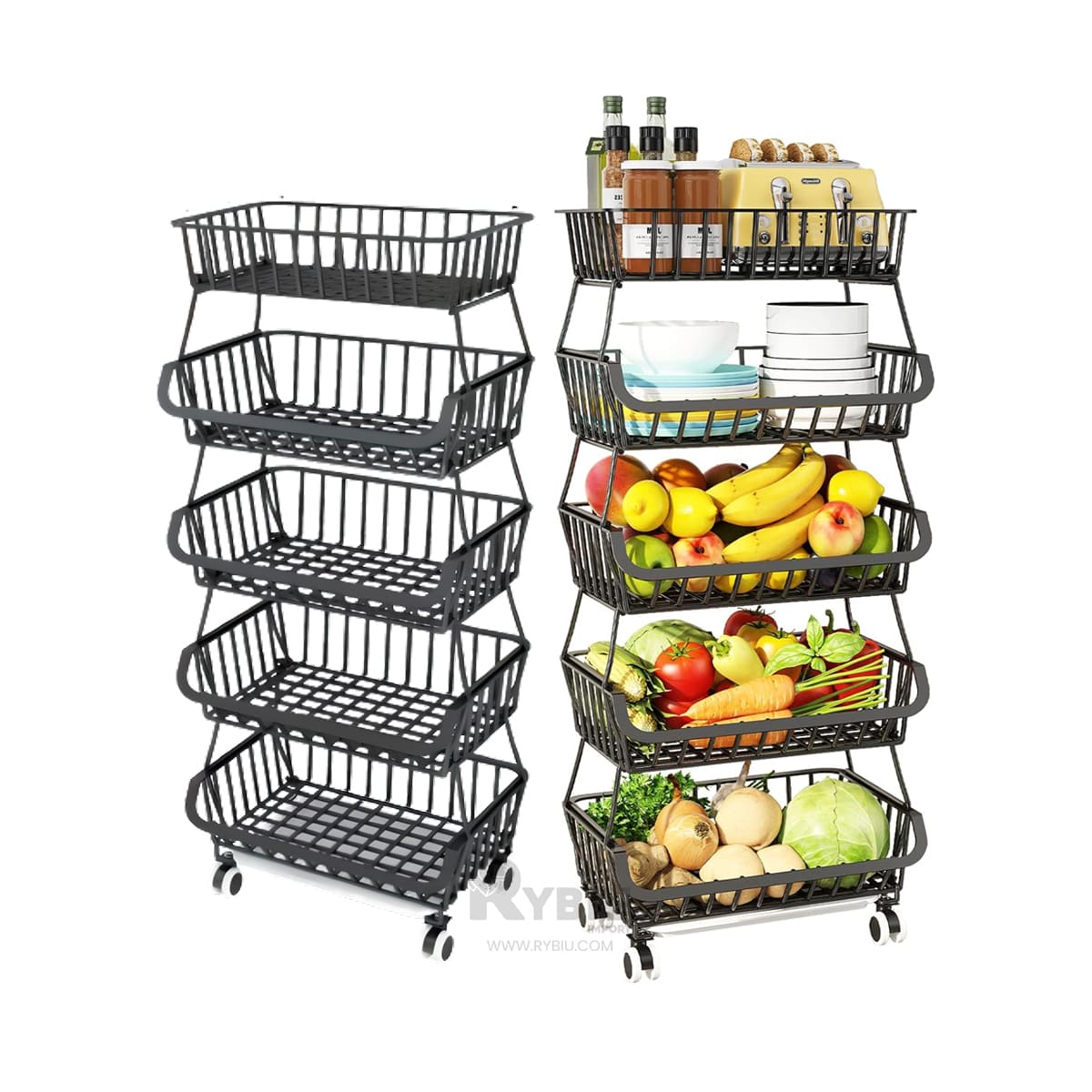 CESTA RYBIU HO29689 NEGRO DURADERO 5 NIVELES + REGALO AGENDITA - 4
