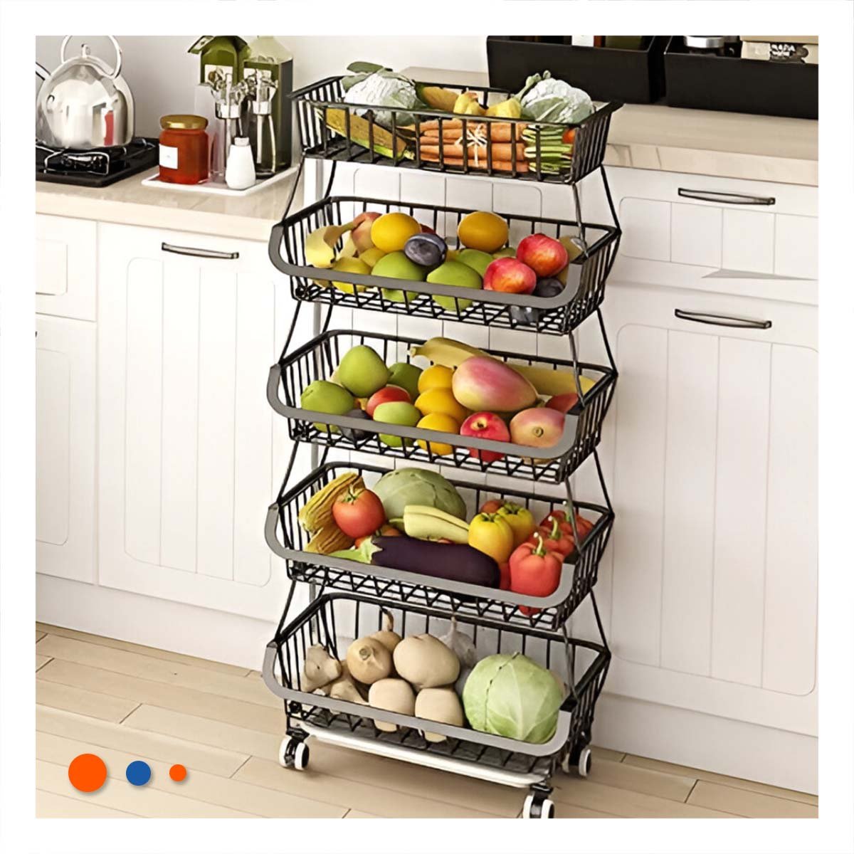 CESTA RYBIU HO29689 NEGRO RESISTENTE 5 NIVELES COCINA - 1