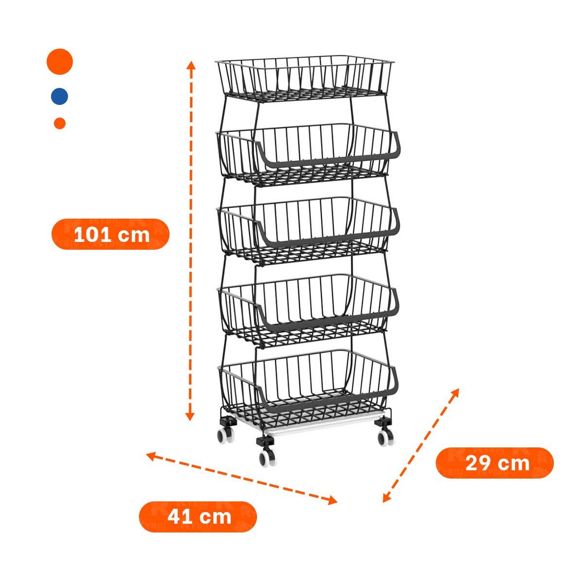 CESTA RYBIU HO29689 NEGRO RESISTENTE 5 NIVELES COCINA - 4