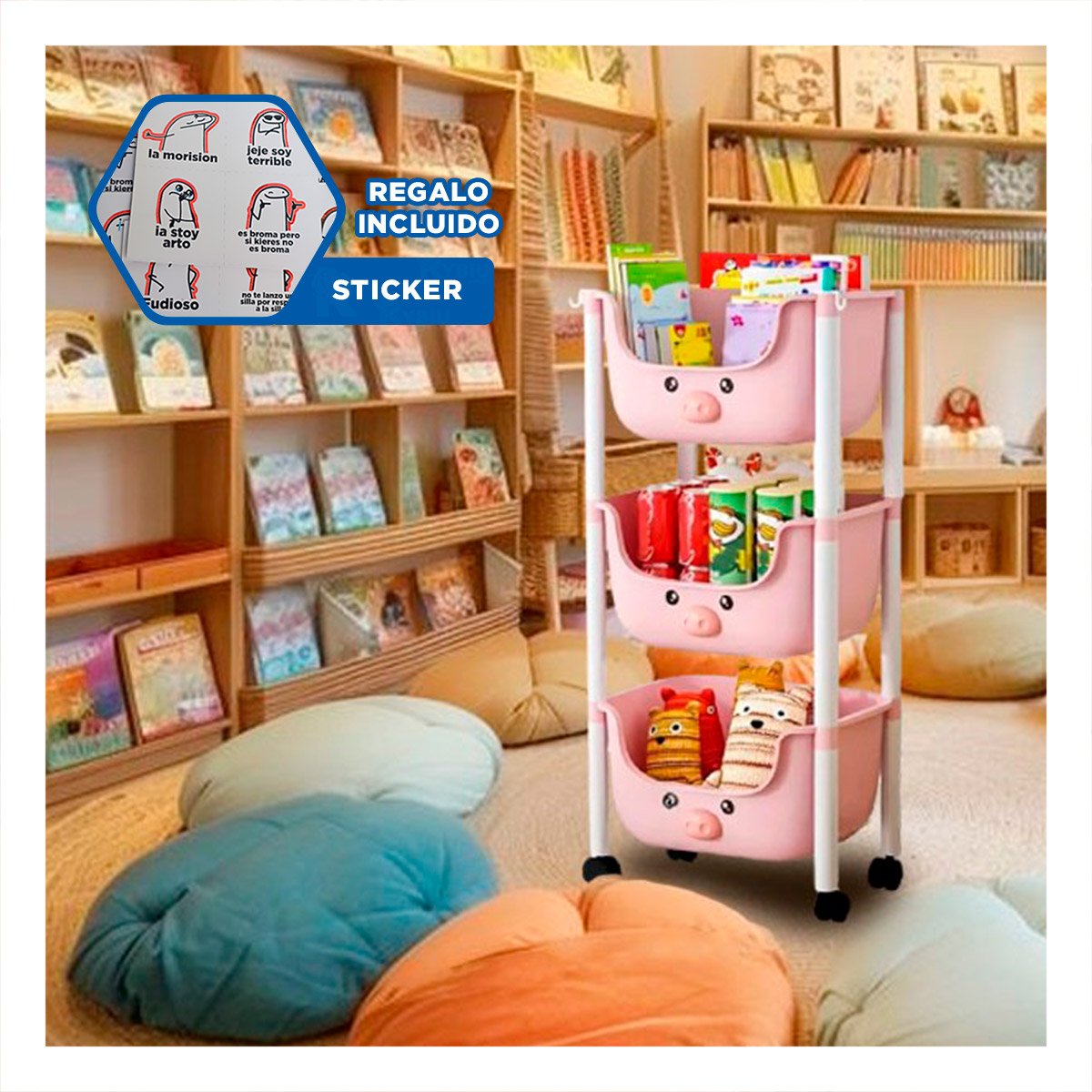ORGANIZADOR RYBIU HO29673 ROSADO PRACTICO CON DISEÑO + REGALO STICKERS - 1