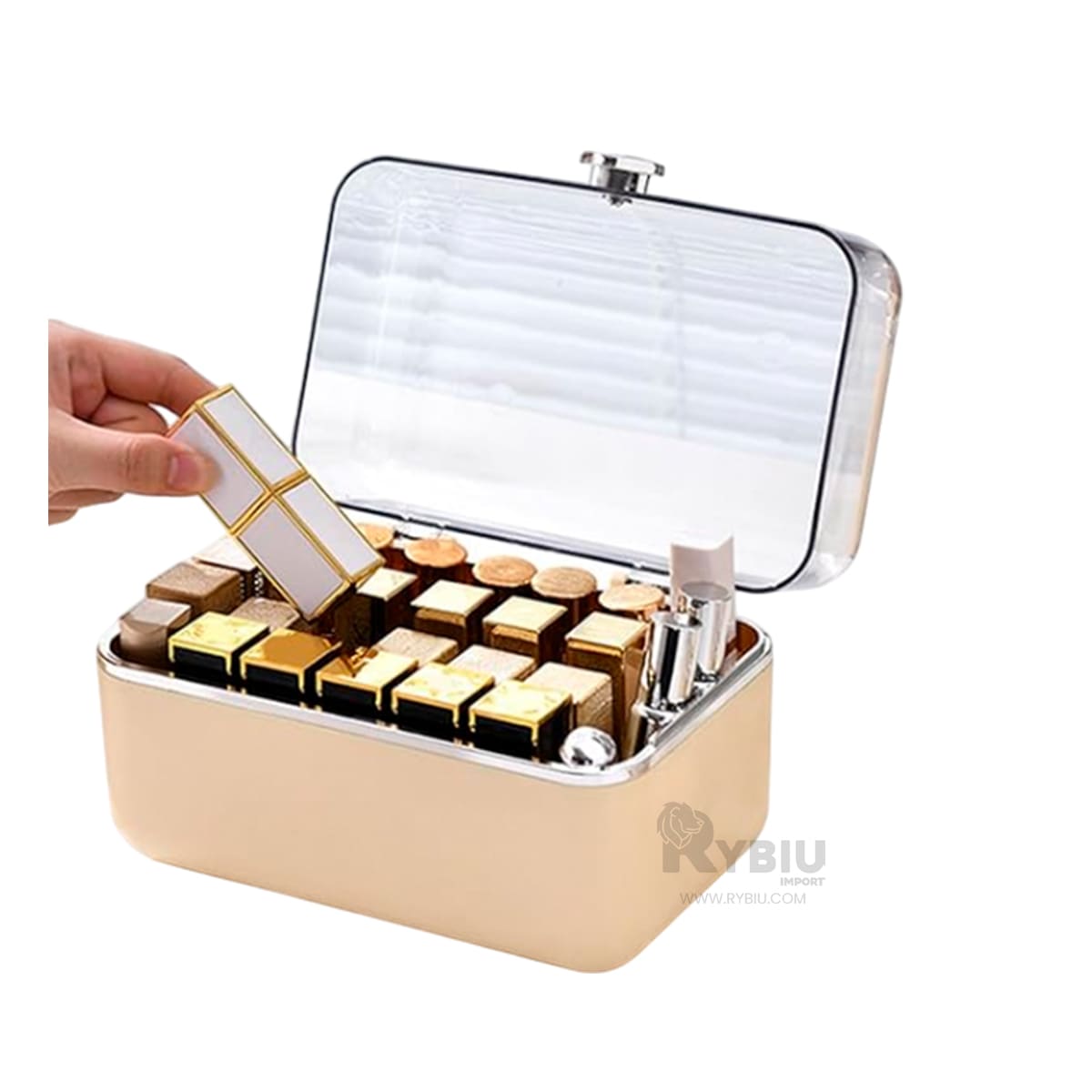 ORGANIZADOR RYBIU BE32237 BEIGE CAJA MAQUILLAJE ELEGANTE PRACTICO 28 DIVISIONES - 6