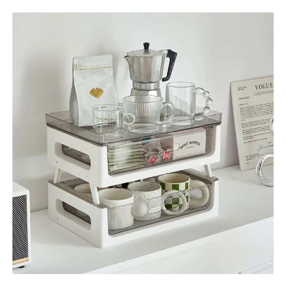 ORGANIZADOR RYBIU 6159 BLANCO MULTIFUNCIONAL 2 NIVELES 39.5X27X23.5 - 1
