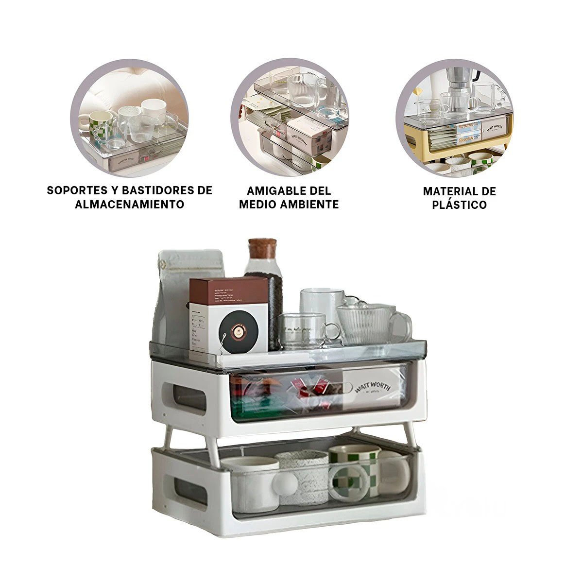 ORGANIZADOR RYBIU 6159 BLANCO MULTIFUNCIONAL 2 NIVELES 39.5X27X23.5 - 3