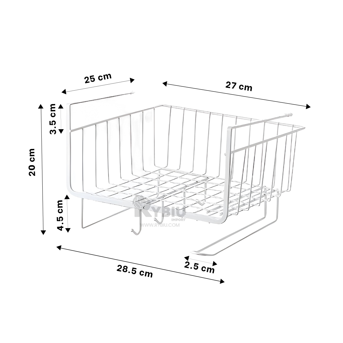 CESTO RYBIU HO29733 METAL BLANCO ELEVADO FACIL ORGANIZAR + REGALO AGENDITA - 5