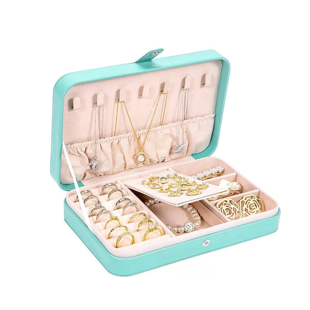 SET JOYERO RYBIU BE32248 CELESTE CLASIFICADOR CUERO + REGALO STICKERS - 3