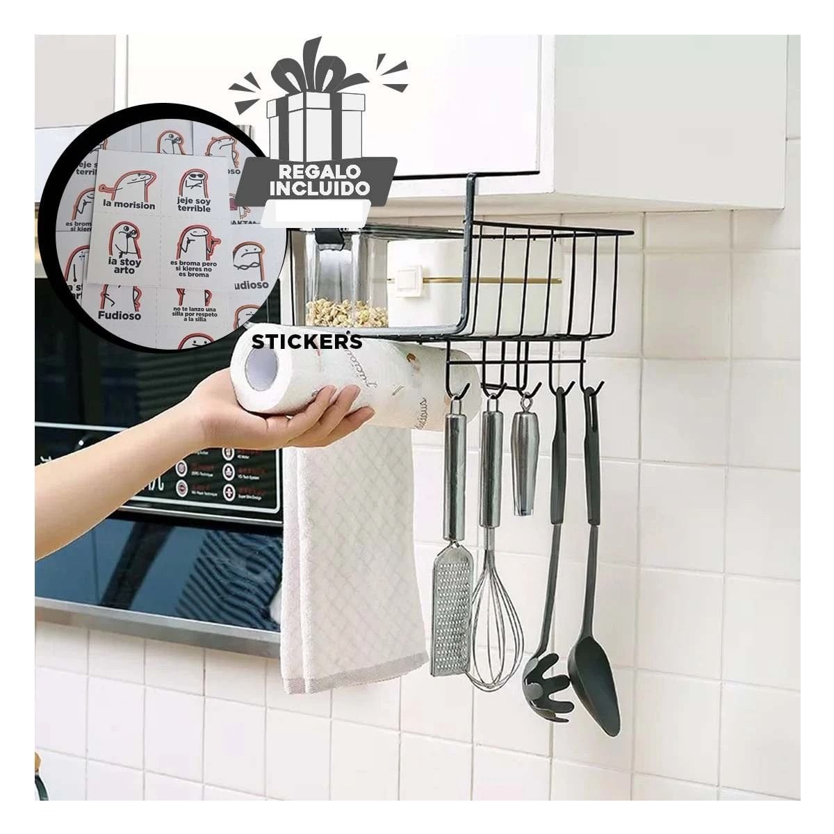 CESTA RYBIU HO29734 METAL NEGRO RESISTENTE COLGANTE + REGALO STICKERS - 1