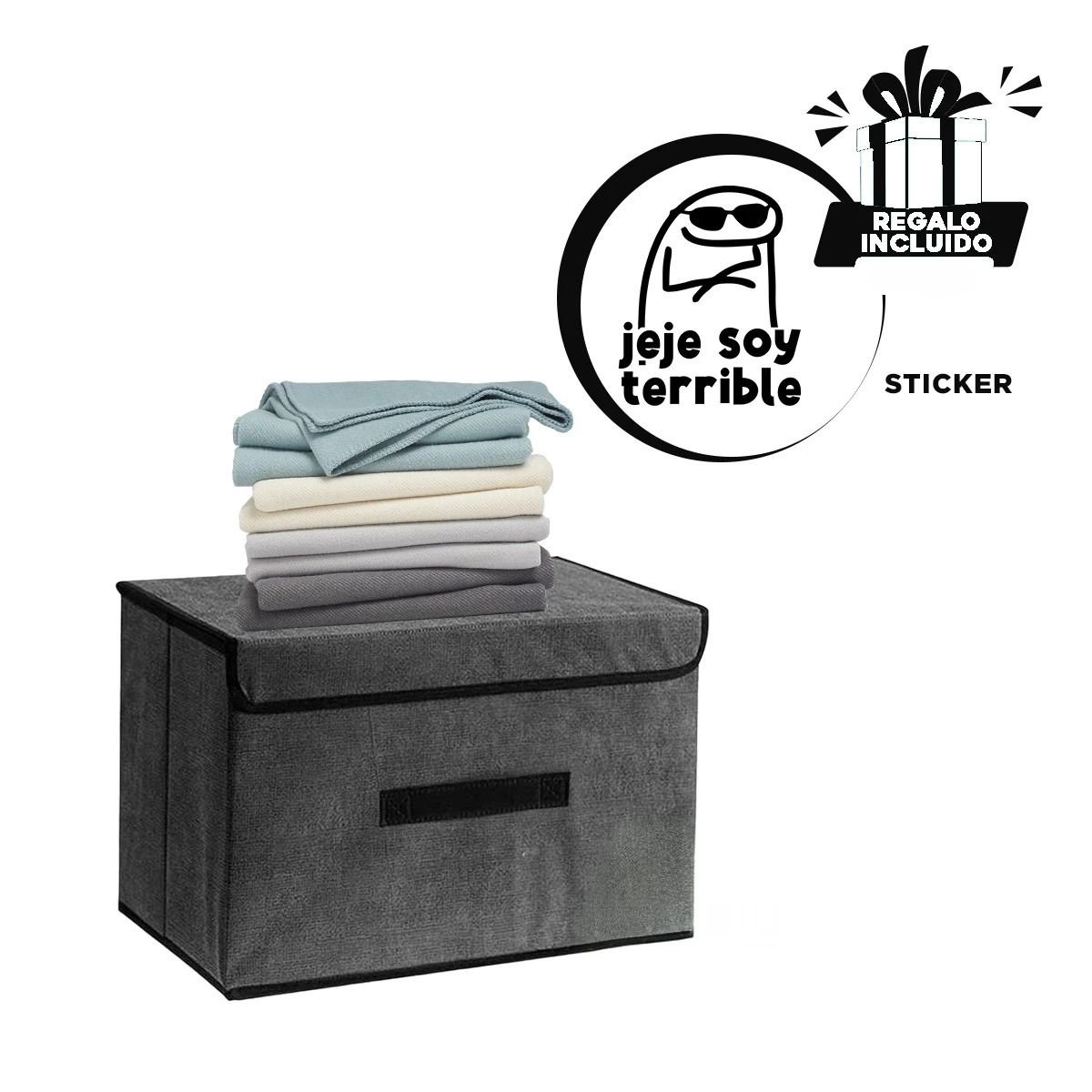 CONTENEDOR DE ALMACENAJE TELA NEGRO 36X24X23CM PARA ORGANIZAR OBJETOS Y+REGALO STICKER - 1