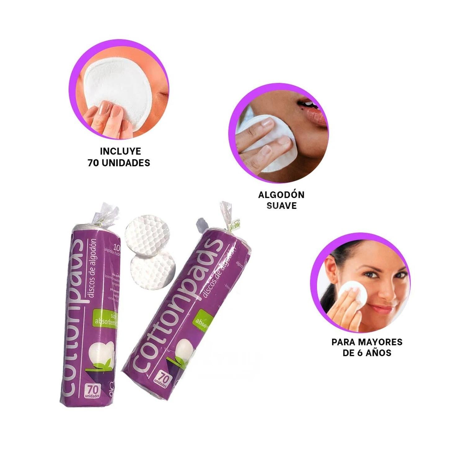SET DESMAQUILLANTE FACIAL RYBIU BE29966 DISCOS SUAVES DESMAQUILLADORES 70 UN + REGALO STICKERS - 3