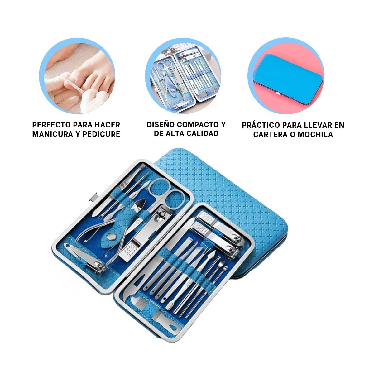 SET MANICURE RYBIU BE29800 19 UNIDADES CELESTE PORTATIL - 3