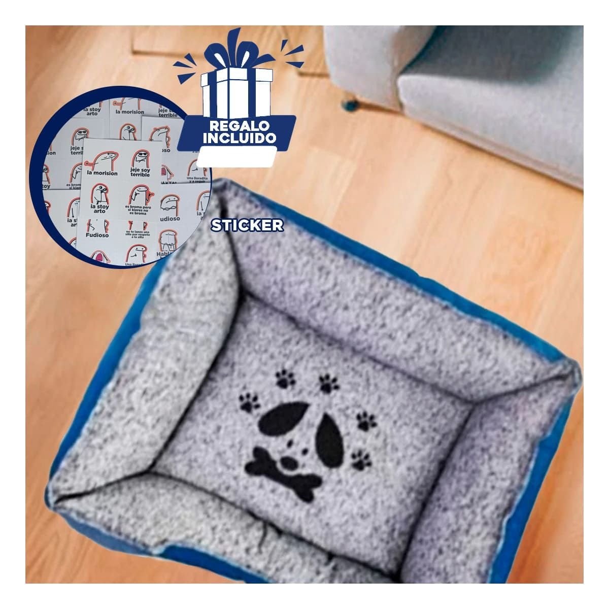 CAMA PERROS MA31051 RYBIU COMODA Y GRANDE AZUL TALLA XXL + STICKERS - 1