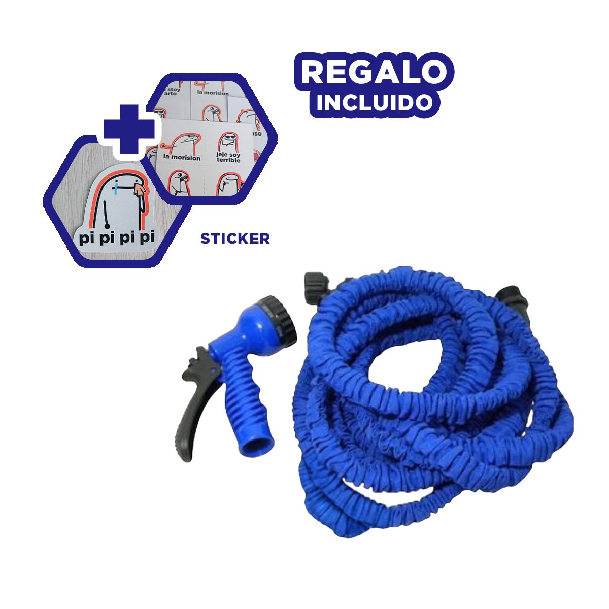 MANGUERA RYBIU HO30769 VERANO AMPLIABLE AZUL 15 M + REGALO STICKERS - 1
