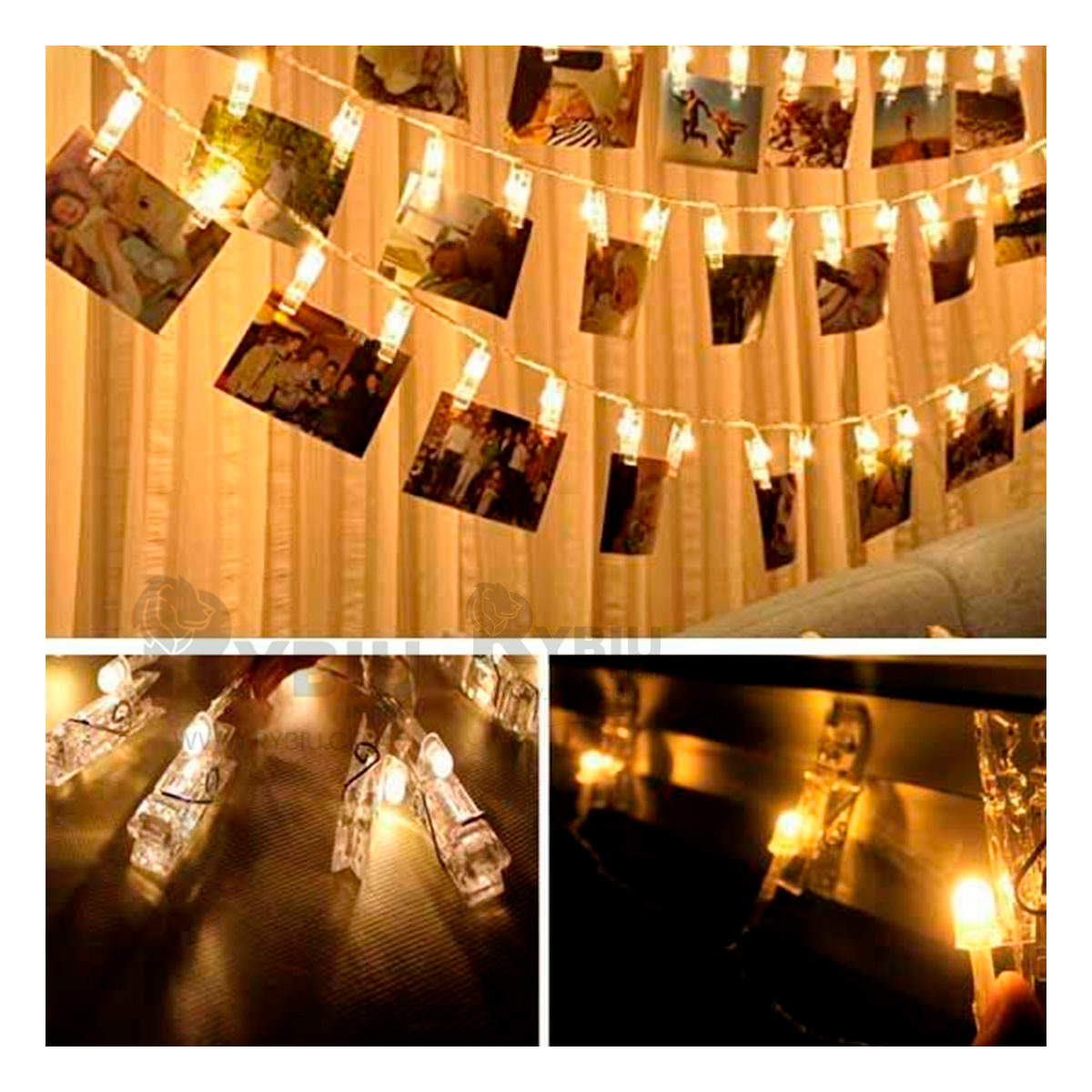 LUCES RYBIU HO30766 AMARILLO DECORATIVAS CALIDA FOTOS + REGALO AGENDITA - 1