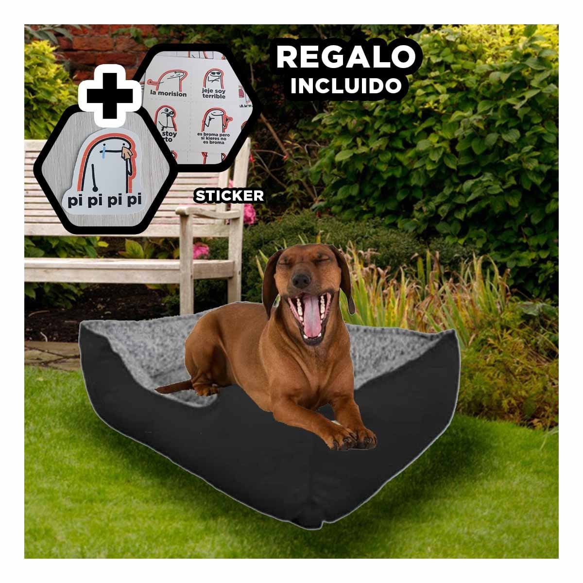 CAMA PERROS MA31049 RYBIU PET EN TONO NEGRO TALLA XXL + STICKERS - 1