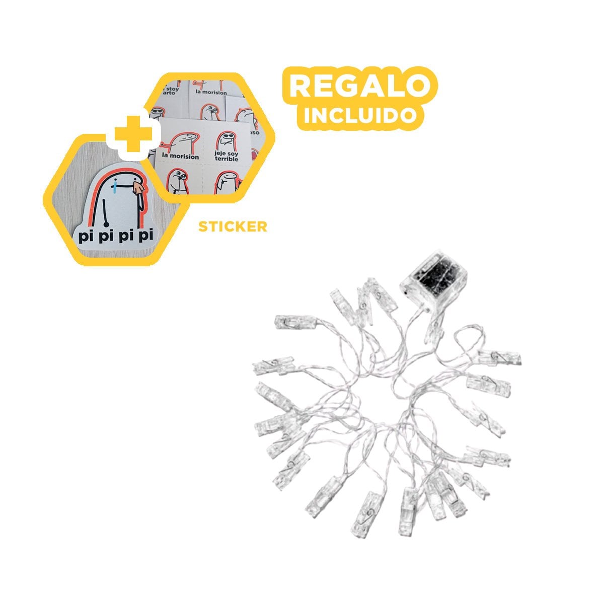 LUCES RYBIU HO30766 AMARILLO RESISTENTE COLGANTES FOTOS + REGALO STICKERS - 1