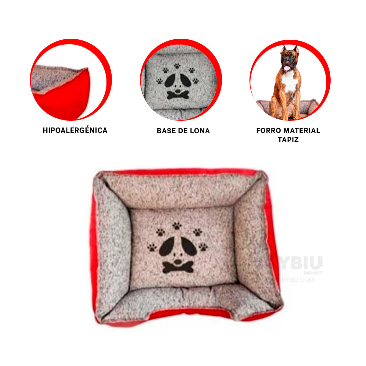 CAMA PERROS MA31050 RYBIU TONO ROJO EN TALLA XXL + AGENDITA - 3