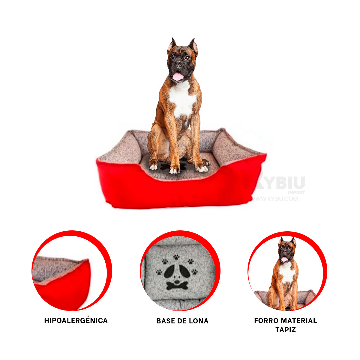 CAMA PERROS MA31050 RYBIU TONO ROJO EN TALLA XXL + AGENDITA - 4