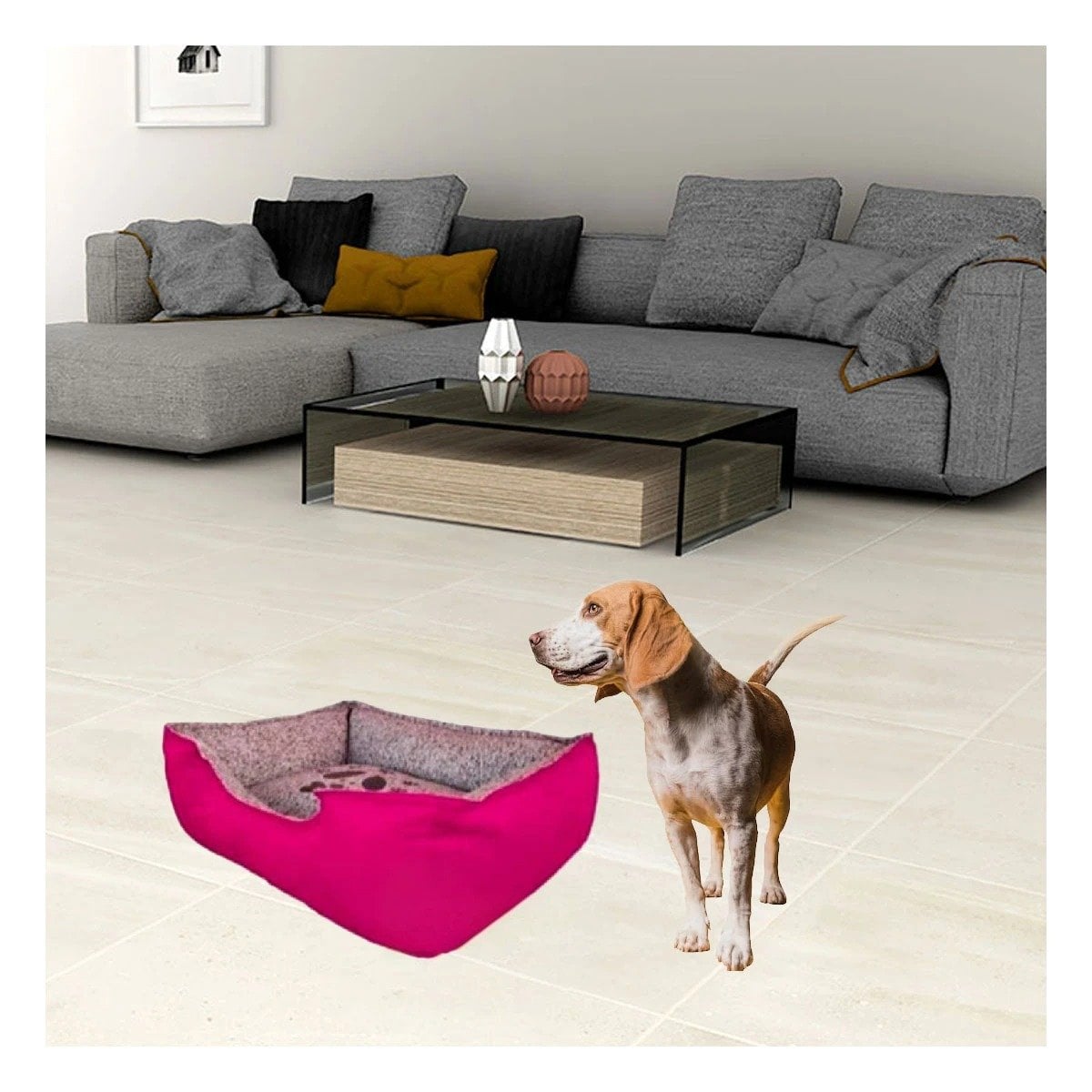 CAMA PERROS MA31028 RYBIU LAVABLE TALLA L COLOR FUCSIA + PAPEL DE REGALO - 3