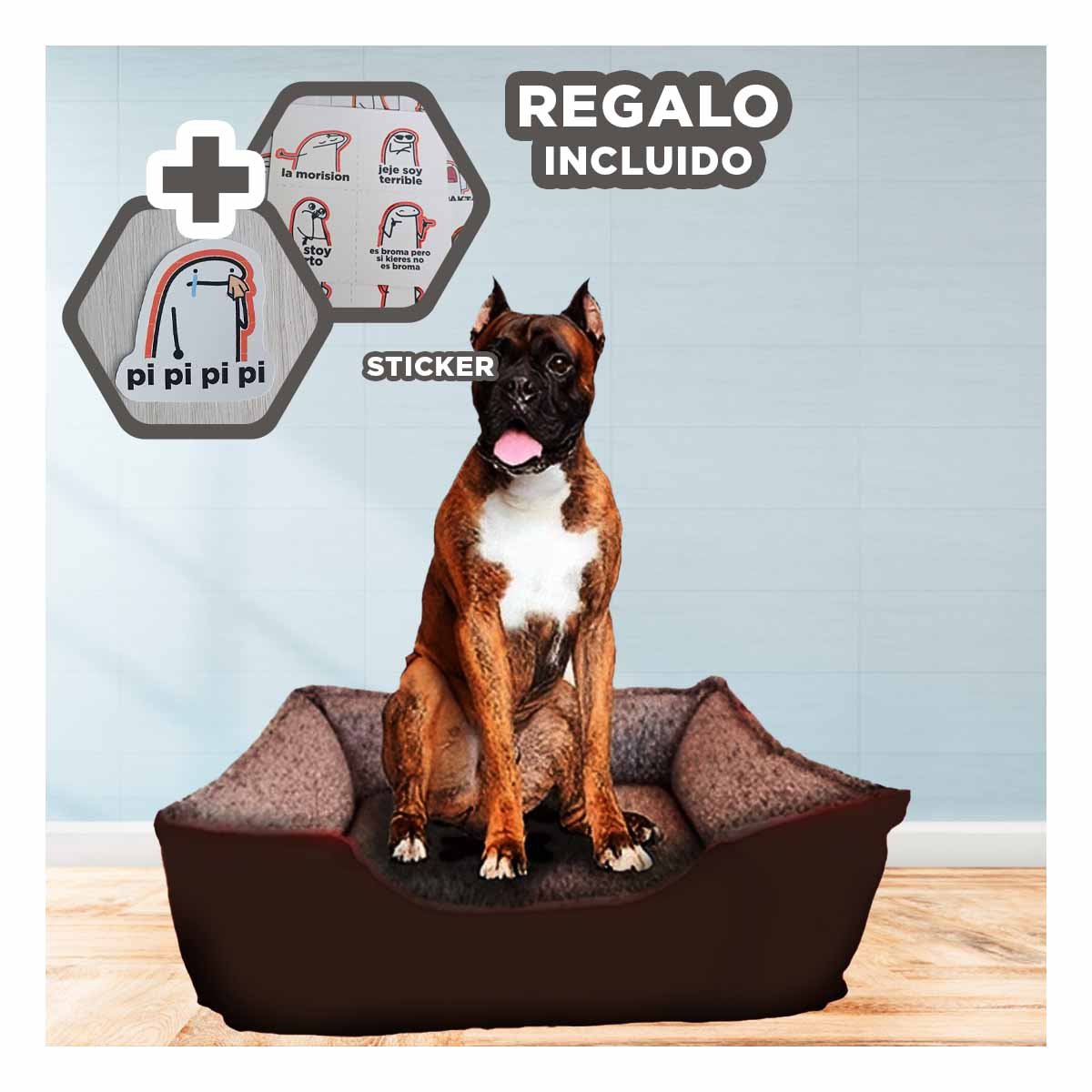 CAMA PERROS MA31048 RYBIU PET EN TONO MARRON TALLA XXL + STICKERS - 1