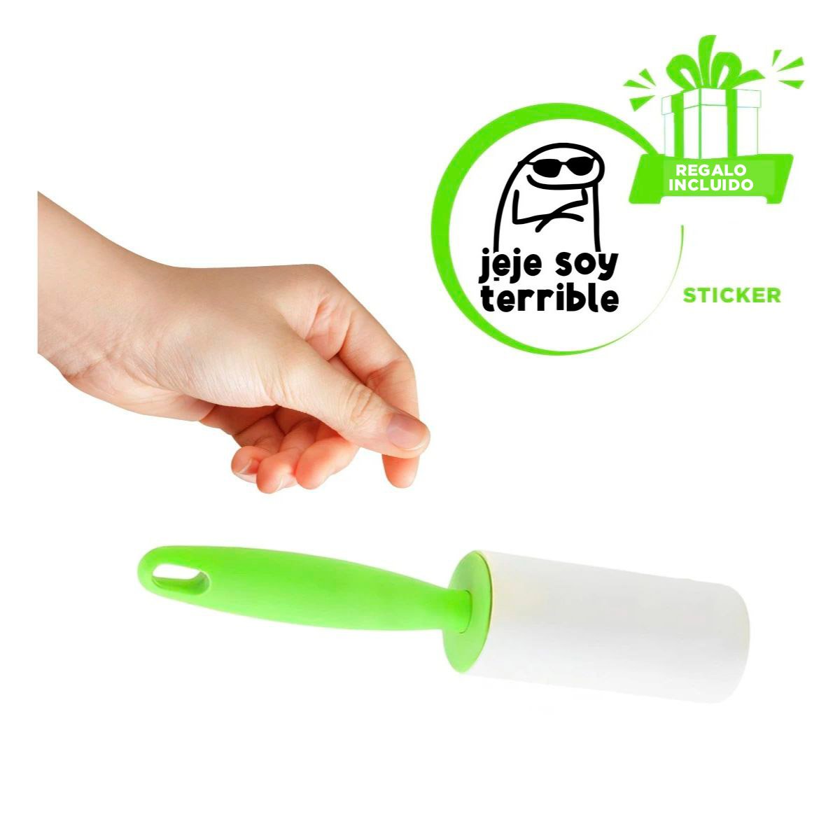 QUITAPELUSA EN RODILLO MANUAL PARA LIMPIEZA DE PRENDAS VERDE MAX NUEVO Y+REGALO STICKER - 1