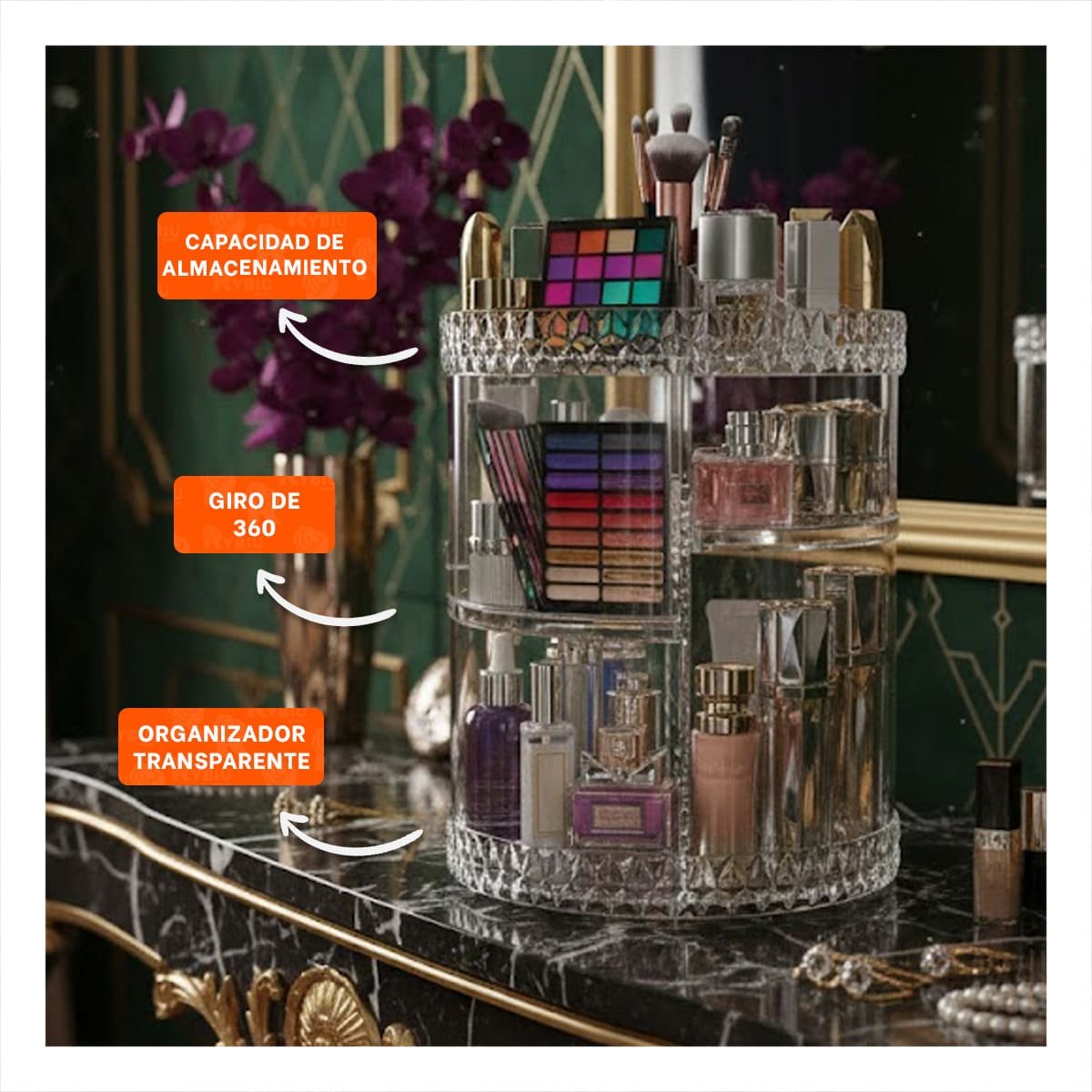 SET ORGANIZADOR RYBIU BE30333 TRANSPARENTE CIRCULAR GRANDE 360° + REGALO STICKERS - 5