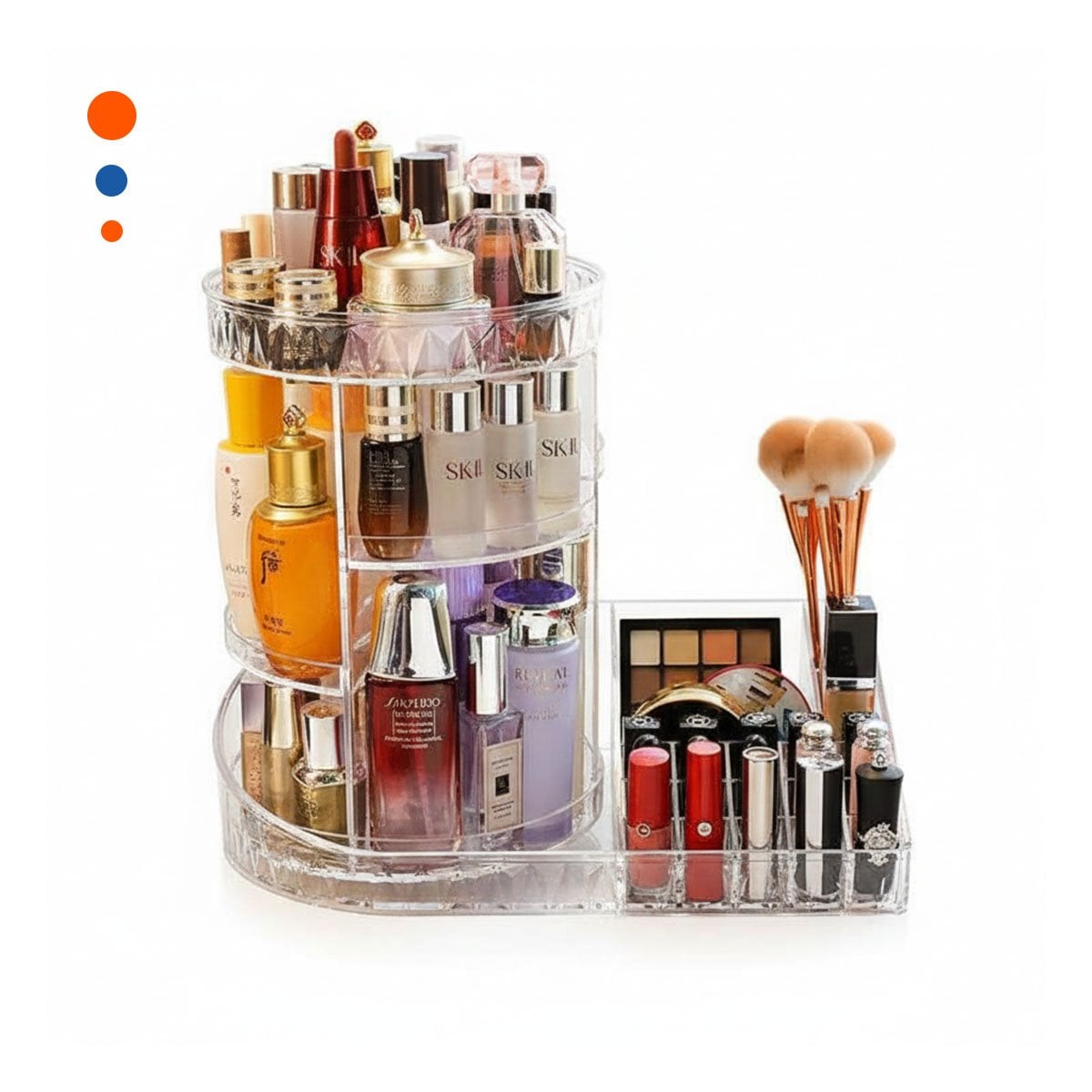 SET ORGANIZADOR RYBIU BE30334 TRANSPARENTE MAQUILLAJE BASE CUADRADA + PAPEL REGALO - 1