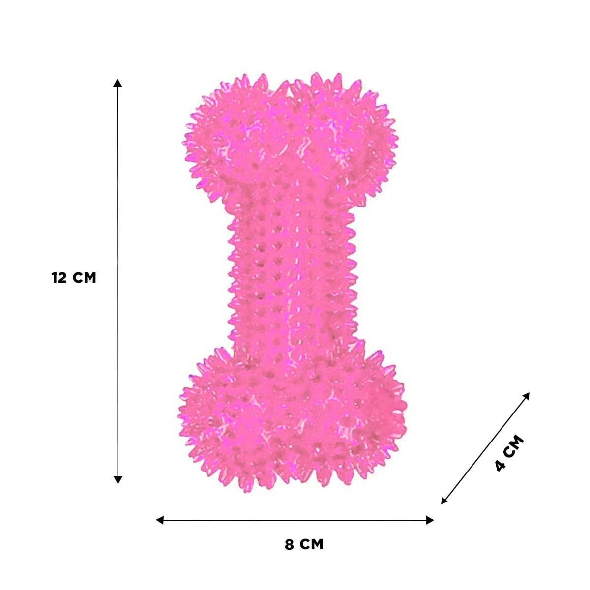 SET JUGUETE EN FORMA DE HUESO CHIRRIANTE LUZ LED ROSADO MASCOTAS SEGURO - 4