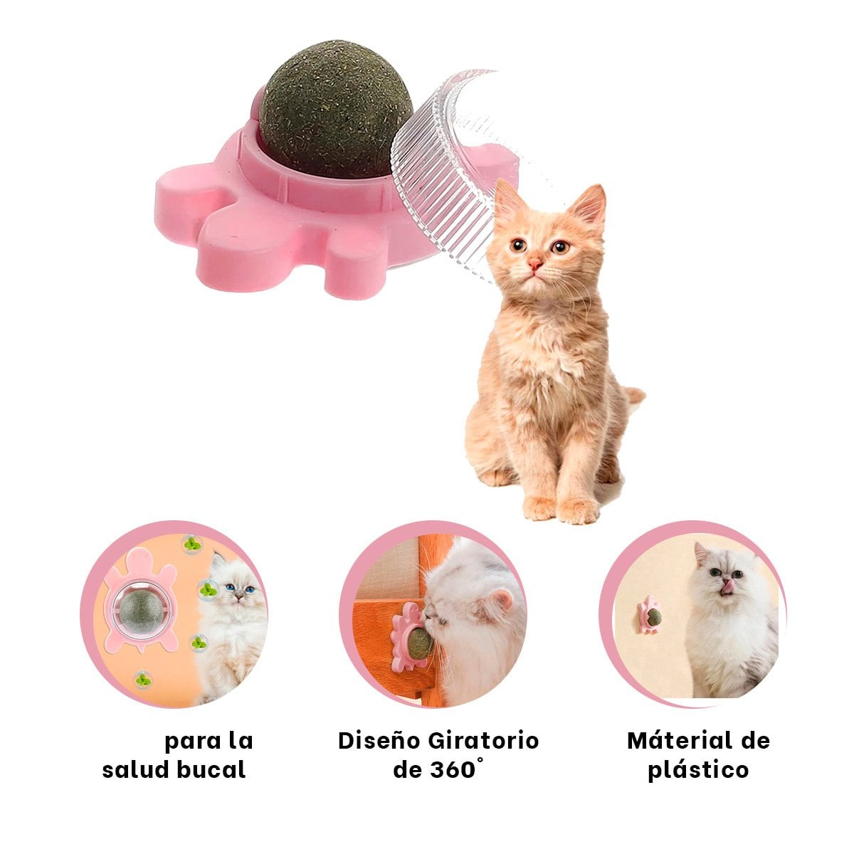 PELOTA HIERBA GATERA ROSADO EN PLASTICO DE TORTUGA GIRATORIO PARA DIVERSION - 3