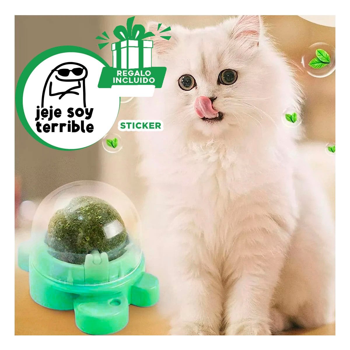BOLA GATO MA29087 RYBIU IDEAL SALUD BUCAL VERDE Y STICKERS - 1