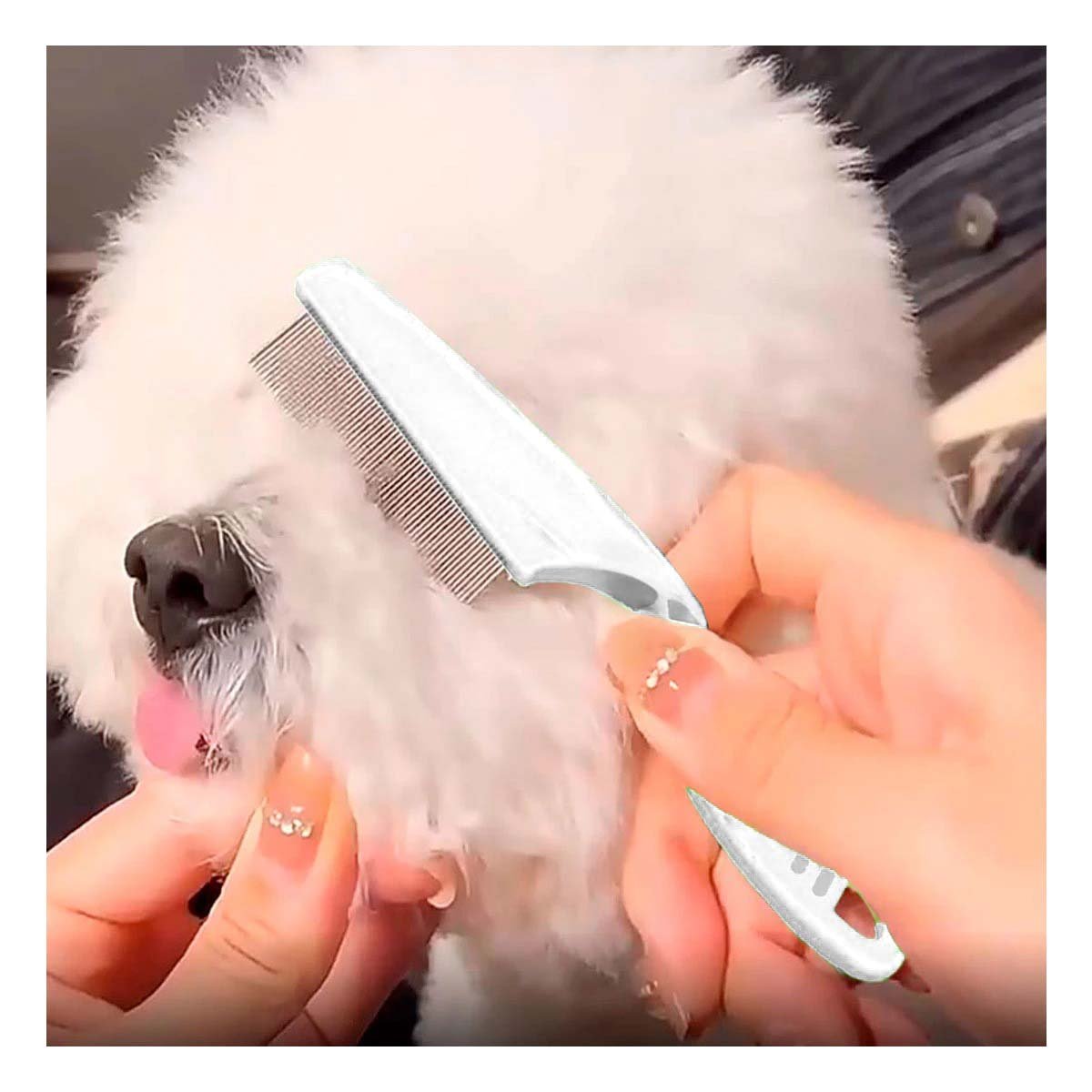 PEINE PERRO Y GATO RYBIU MA29622 FINO SACA PULGAS PARA MACOTAS BLANCO - 2