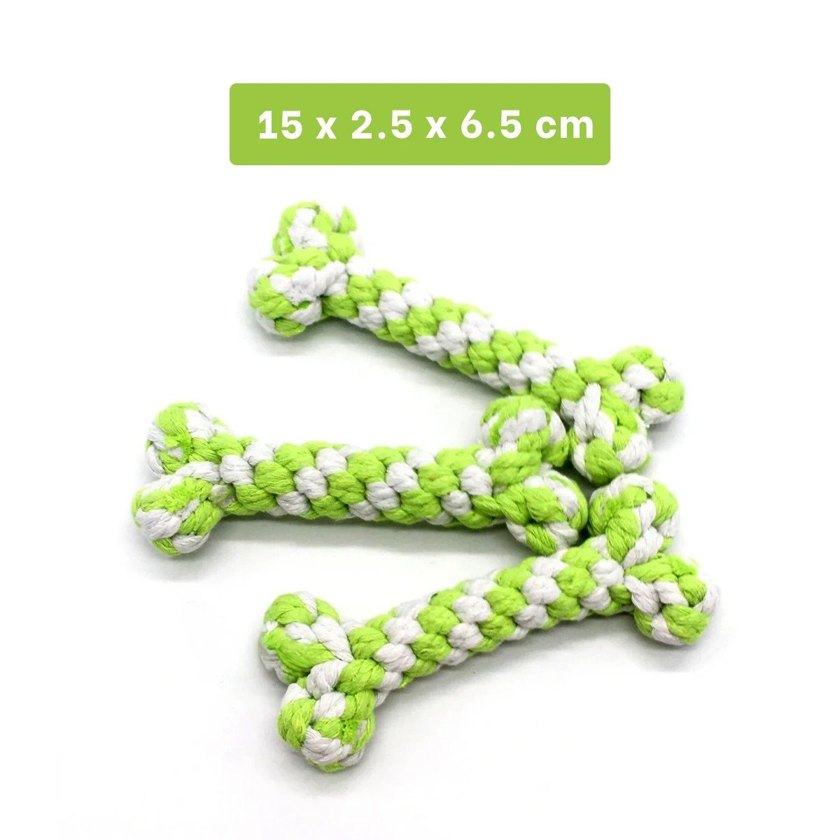 JUGUETE PARA PERROS TIPO HUESO TRENZADO 15X6,5 CM VERDE - 4