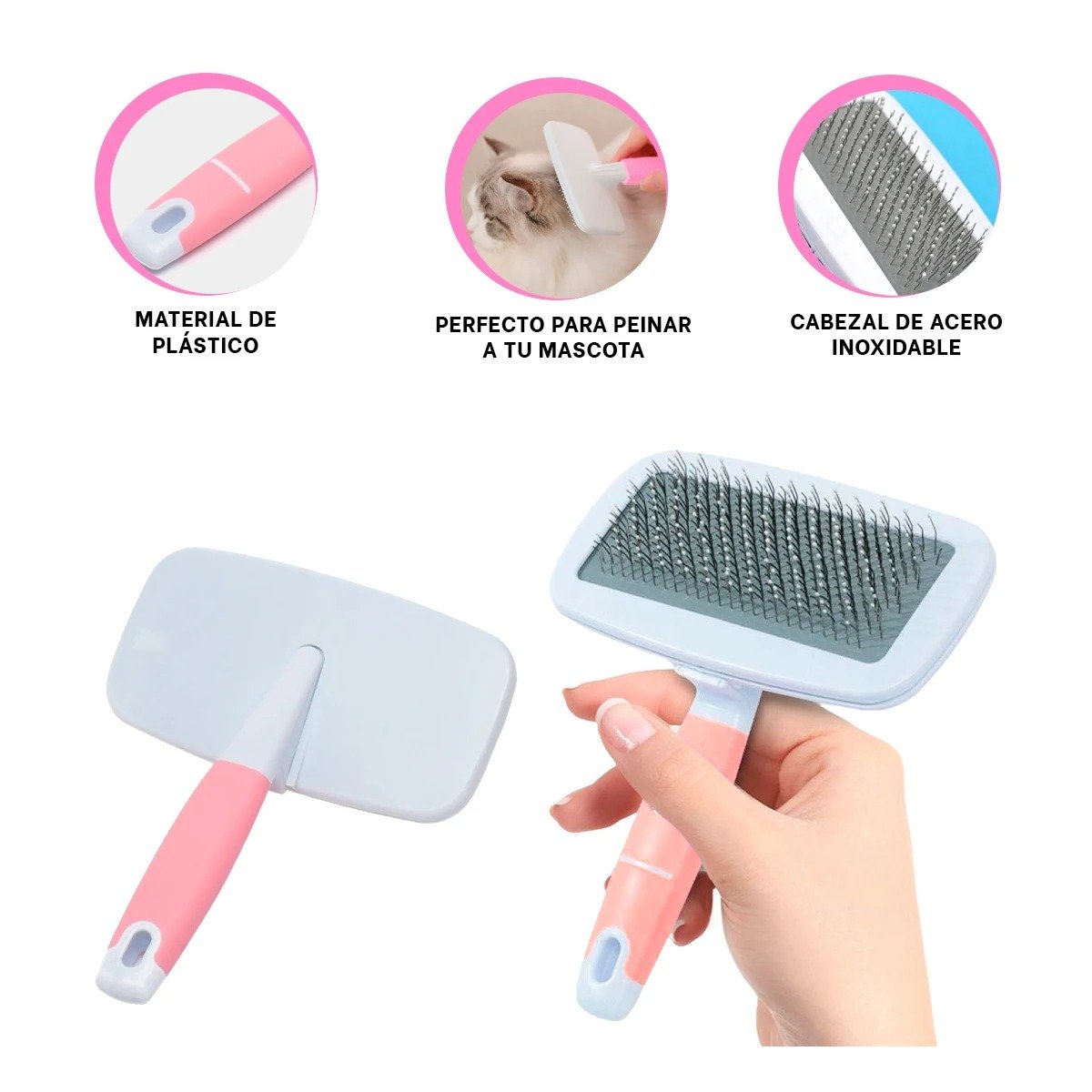 CEPILLO PERRO Y GATO RYBIU MA29886 KIT DE MATERIAL RESISTENTE ROSADO - 3