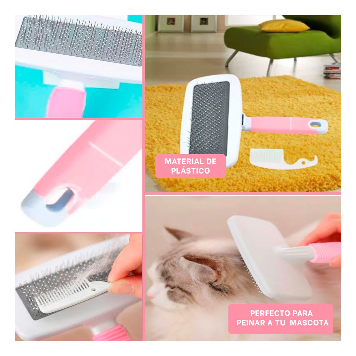 CEPILLO PERRO Y GATO RYBIU MA29886 KIT DE MATERIAL RESISTENTE ROSADO - 5