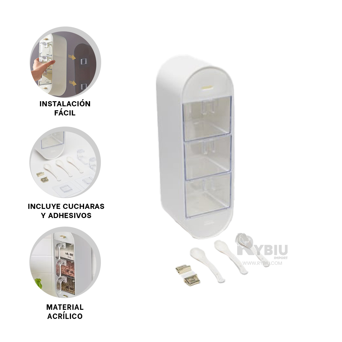 ORGANIZADOR RYBIU CO29433 BLANCO ESPECIAS FUNCIONAL + REGALO AGENDITA - 3
