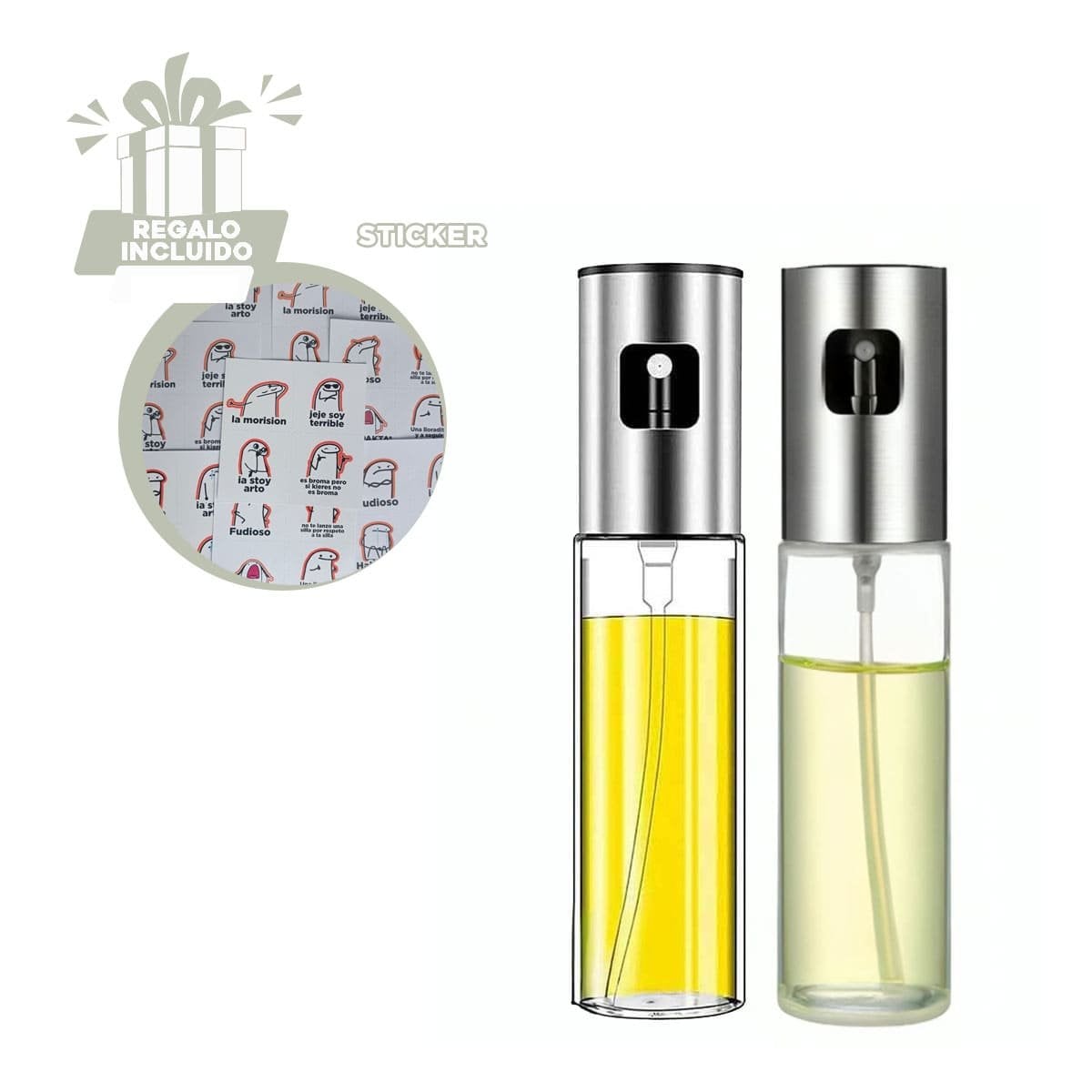 DISPENSADOR SPRAY VIDRIO PLATEADO FACIL DE LLENAR Y MANTENER ORDEN Y+REGALO STICKER - 1