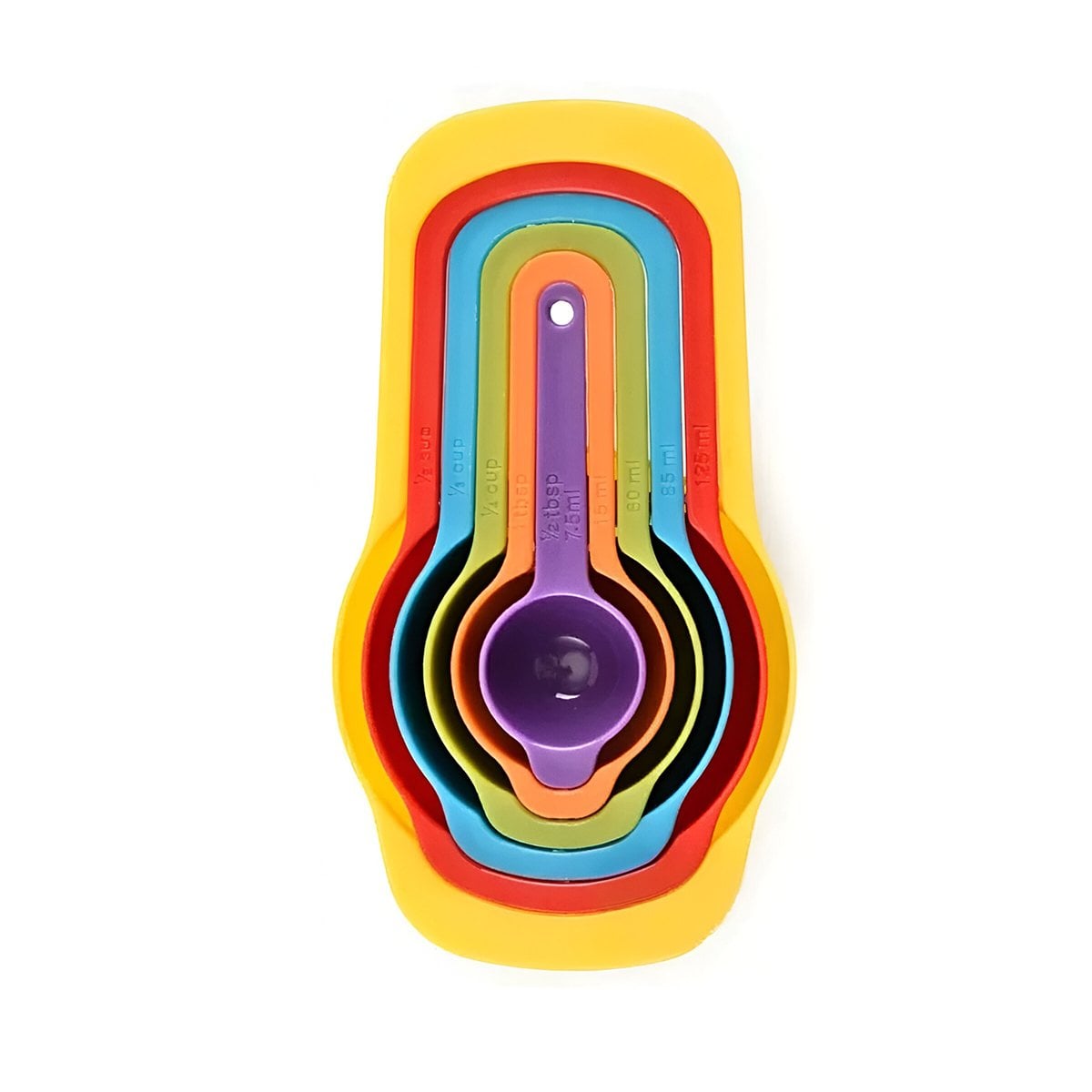JUEGO DE 6 TAZAS Y CUCHARAS MEDIDORAS MULTICOLOR FACIL USO PRACTICO DIARIO - 3