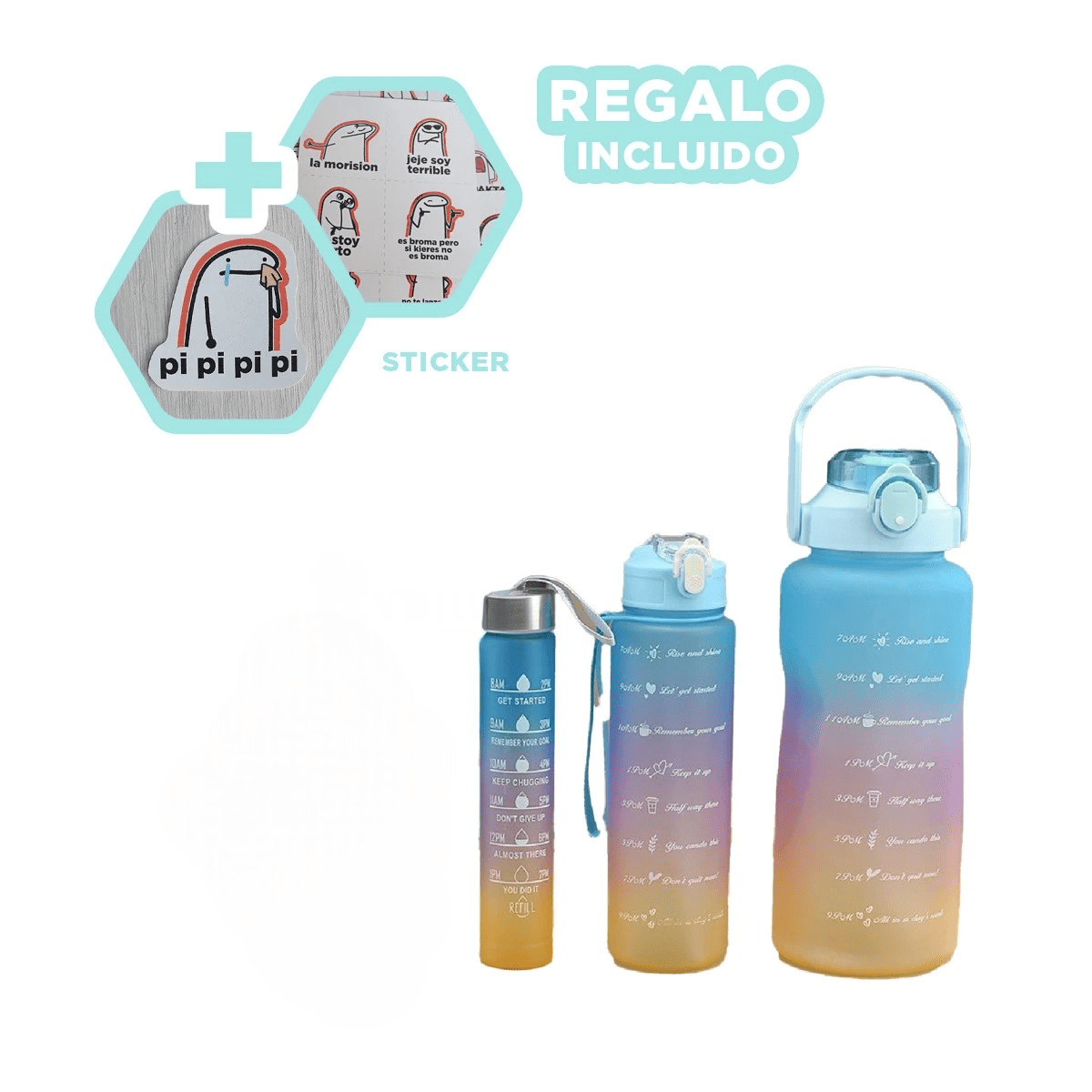 TOMATODO RYBIU CO29586 DINAMICO TRIO CON TAPA VERDE AGUA + REGALO STICKERS - 1