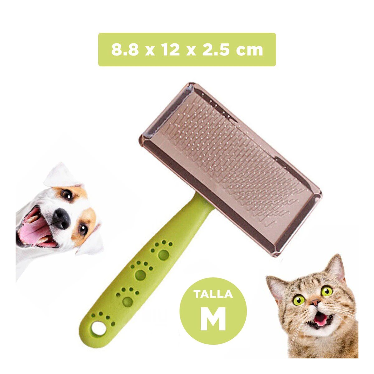 PEINE PERRO Y GATO RYBIU MA31225 TA CON PUNTAS DE METAL SUAVE TALLA M VERDE - 4