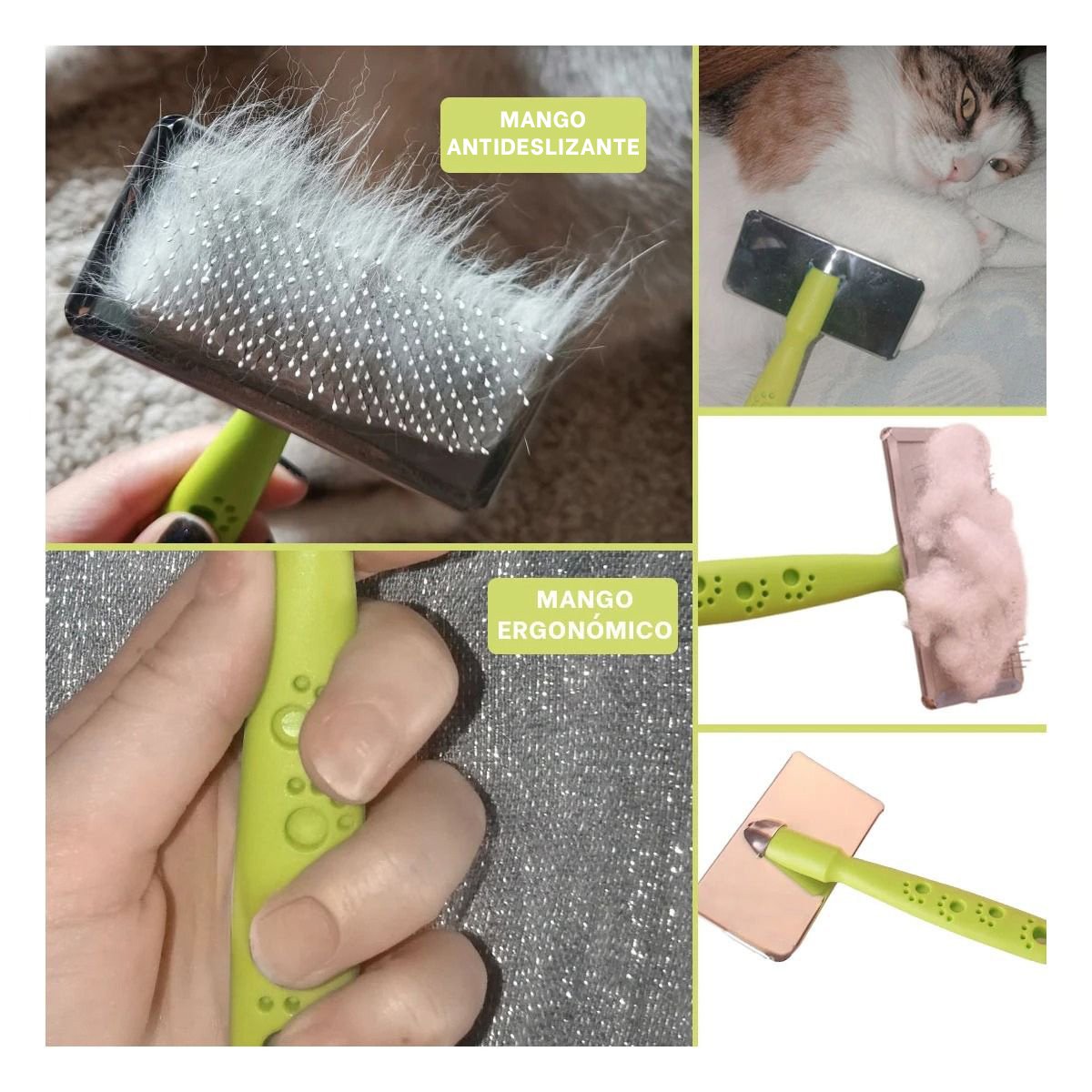 PEINE PERRO Y GATO RYBIU MA31225 TA CON PUNTAS DE METAL SUAVE TALLA M VERDE - 5