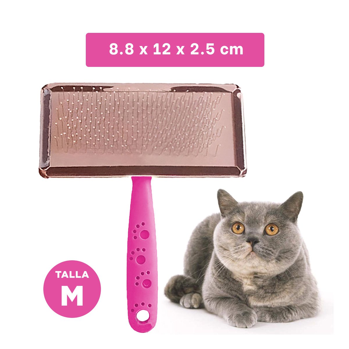 PEINE PERRO Y GATO RYBIU MA31226 TA CON PUNTAS DE METAL SUAVE TALLA M FUCSIA - 4