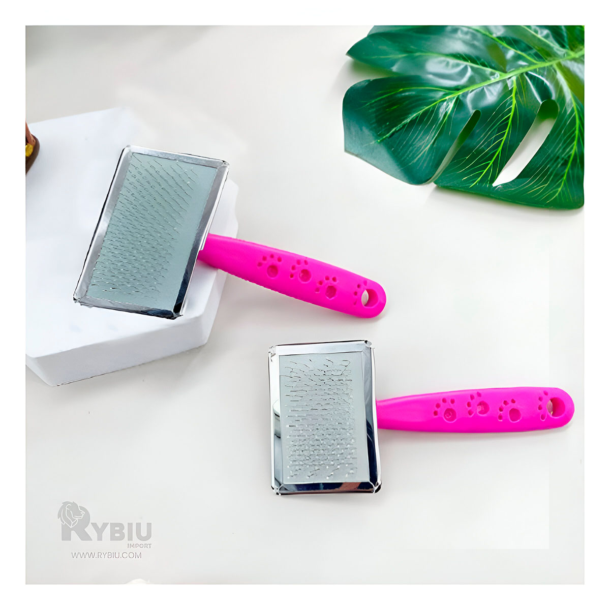 PEINE PERRO Y GATO RYBIU MA31229 TA CON PUNTAS DE METAL SUAVE TALLA FUCSIA - 2